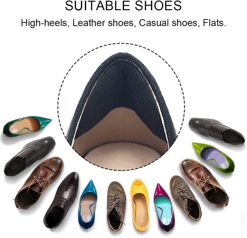 Dr.Foot Heel Grips for Men and Women  Self-Adhesive Heel Cushion Inserts Prevent Slipping  Rubbing  Blisters  Foot Pain  and Improve Shoe Fit - 2pairs + Extra 1 Shoe Horn (Black) - Image 4